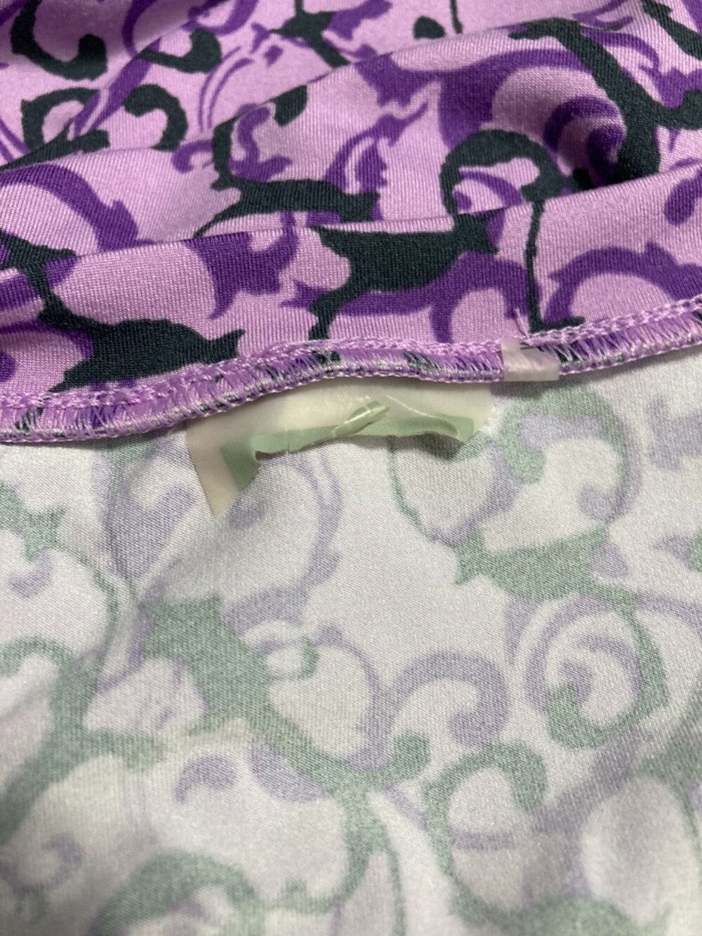 Athleta Nectar Faux Wrap Dress Purple Vine Scroll Paisley V-Neck Ruched L? - Picture 6 of 11